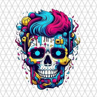 #ad Cool Skull Abstract PNG Clip Art Sublimation Design Digital Download Clipart $0.99