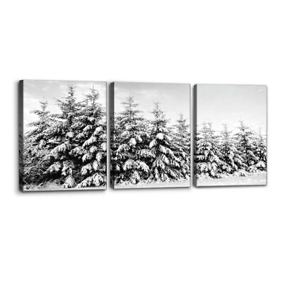 #ad Wall Art Decorations Snow Covered Trees in The Winter Forest Floral Painting ... $25.49