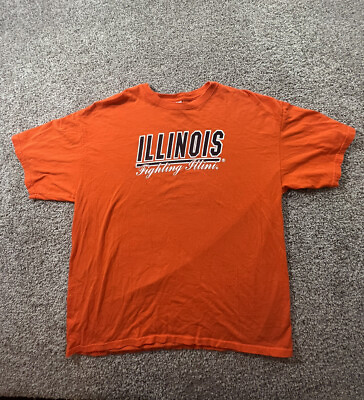 #ad Vintage illinois Fighting illini Mens Shirt Sz XL relaxed fit Orange $17.17