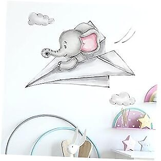 #ad Cute Wall Stickers Cartoon Animal DIY Wall Baby Elephant Paper Airplane $19.09