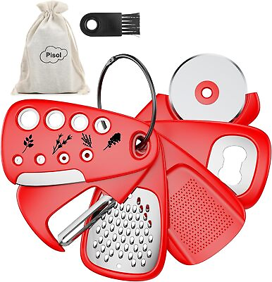#ad Kitchen Unique Gadgets Set 6 Pieces Space Saving Cheese Grater Bottle Red $19.49