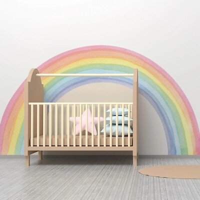 #ad Large Rainbow Pastel Wall Stickers Mural Nursery Kids Room Wall Decals Decor $115.84