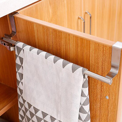 #ad Over Cabinet Door Towel Rack Bar Hook Kitchen Storage Bathroom Shelf Holder k $9.49
