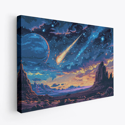 #ad Comets Scene Dreamscape Art Design 4 Horizontal Canvas Wall Art Prints Pictures $41.99