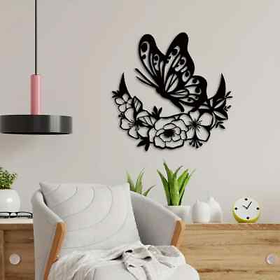 #ad Moon Metal Floral Art Decor Boho Wall Decor Flower And Butterfly Wall Art $13.29