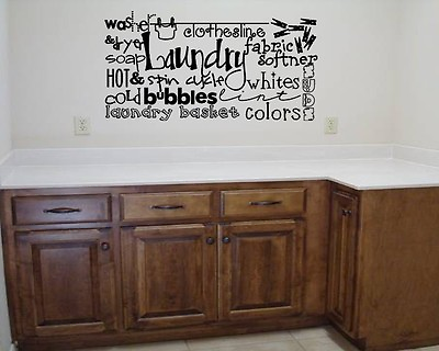 #ad LAUNDRY COLLAGE Vinyl Wall Decal Lettering Words Wall Sticker Lettering Decor $11.74