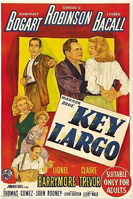 #ad Key Largo Vintage Movie Poster Humphrey Bogart Film Noir #3 $10.99