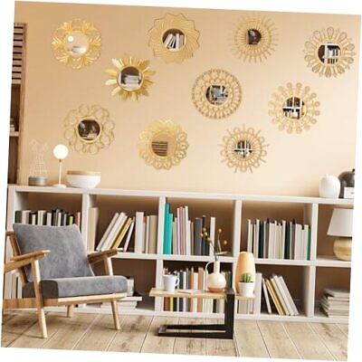 #ad 10 Pcs Boho Gold Mirrors for Wall Decor 10 Inches Plastic Decorative Wall $60.78