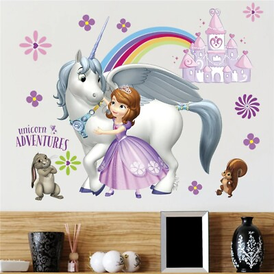 #ad Princess Sofia amp; Unicorn Wall Stickers Home Decor Kids Room Decal Mural Art $9.99
