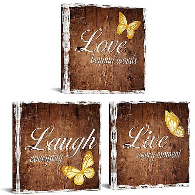 #ad 3 Pieces Live Laugh Love Canvas Wall Art Inspirational Quotes Poster Painting... $40.77