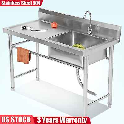 #ad Commercial Kitchen Sink Stainless Steel Prep Table Sink For Catering Restaurant $229.43