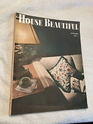 #ad Vintage House Beautiful January 1947 Magazine Mid Century Modern Home Design $10.39