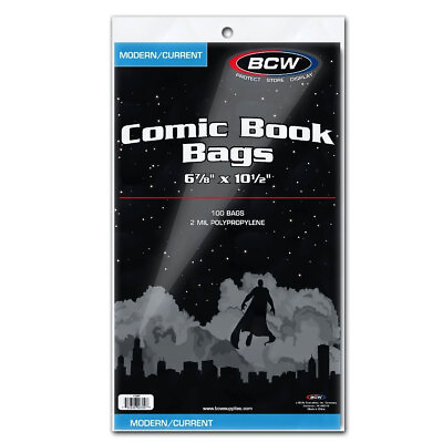#ad BCW Current Modern Comic Book Bags 100 Pack Acid Free Poly Sleeves Fast Ship USA $9.94
