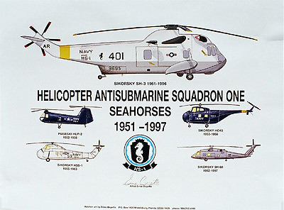#ad Navy Helicopters HS 1 USS Saratoga 2 Prints Navy Art Ernie Boyette $50.00