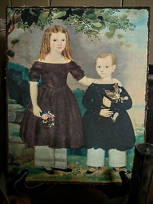 #ad Colonial Reproduction Portraits on 8x10 Canvas Primitive Folk Art Early American $24.65
