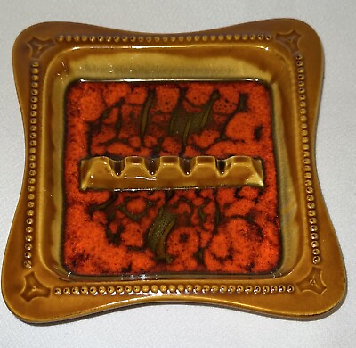 #ad Vintage Maddux of California Ashtray Mid Modern Pottery Red Orange #788 NEW $21.00