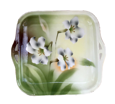 #ad Vintage CT Altwasser Hand Painted Handled Porcelain Dish Germany 9quot; Wide $24.00