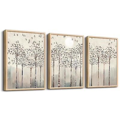 #ad Natural Wood Framed Art Prints Wall Decorations For Living Room Wall Art For ... $133.28