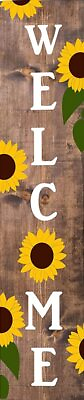 #ad Welcome Sunflower Wooden Porch Sign Vertical Wooden Signs For Kitchen Decor $18.39