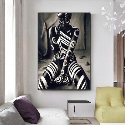 Black and White African Woman Poster Canvas Painting Print Wall Art Wall Picture $3.59