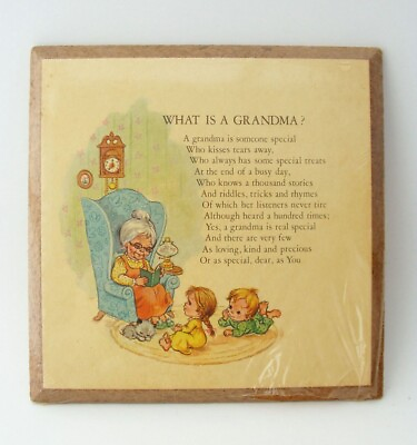 #ad Vintage Wall Hanging Plaque quot;What Is A Grandma?quot; Heirloom Editions 1976 Decor $9.99