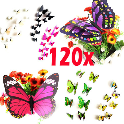 #ad #ad 120 x 3D Butterfly Sticker Art Design Vivid Decal Wall Stickers Home Decor Room $11.99