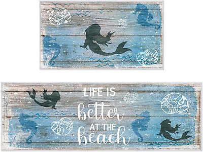 #ad Coastal Kitchen Rugs Set of 2 Ocean Kitchen Mat for Floor Soft Beach Rugs for Ho $30.61