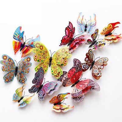 #ad 12 Pcs 3D Butterfly Wall Stickers PVC Children Room Decal Home Decoration Decor C $2.82