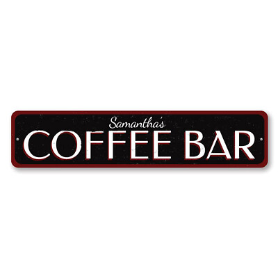 #ad Coffee Bar Sign Personalized Name Kitchen Sign Coffee Lover Metal Wall Decor $58.05
