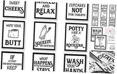 #ad #ad 9 Pieces Bathroom Wall Decor Funny Vintage Bathroom Sign Bathroom Black Font $15.68