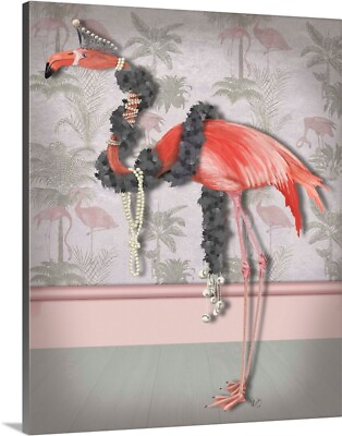 #ad Flamingo and Pearls Full Canvas Wall Art Print Flamingo Home Decor $309.99