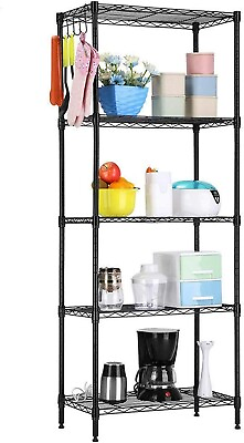 #ad 5 Tier Wire Unit Shelves Adjustable Height Metal Storage Shelves Kitchen Bathroo $49.99