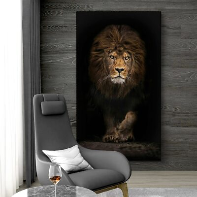 #ad Black Lion Canvas Painting Animal Prints Art Canvas Poster Wall Art Wall Picture $21.61
