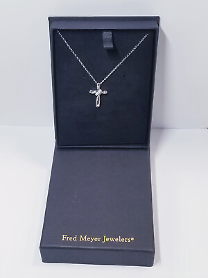 #ad Fred Meyer Jewelers 3 Stone Trinity Cross Pendant in Sterling Silver $99.05