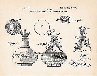 #ad 1900 Perfume Bottle Bathroom Wall Art Decor Powder Room Patent Art Print Poster $9.95