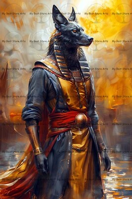 #ad ANUBIS FINE ART PRINT Ancient Egyptian God Anubis Jackal Decor Poster D425 $7.95