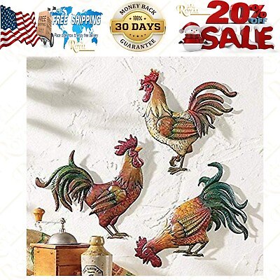 #ad Collections Etcamp;French Country 12quot; Metal Rooster Trio Multicolor $38.95