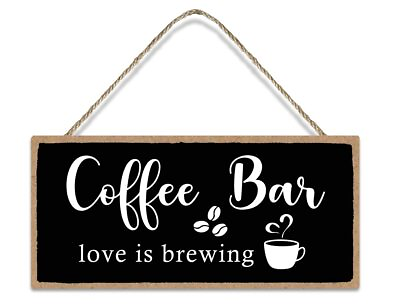 #ad Coffee Bar Love is Brewing Vintage Kitchen Coffee Sign Funny Black Farmhouse ... $16.55