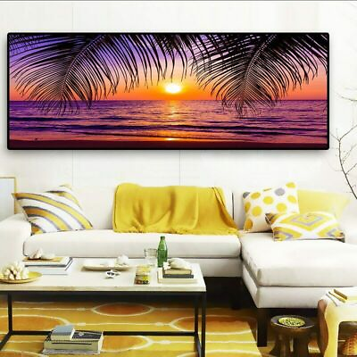 #ad Sea Beach Sunsets Landscape Posters Canvas Painting Canvas Wall Art Wall Picture $31.59