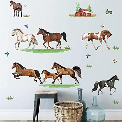 #ad Farm Animal Wall Decals Horse Wall Stickers Bedroom Living Room Office Wall Deco $17.29