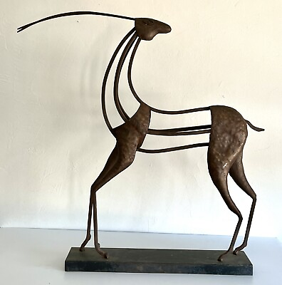 Vintage Large 27” Tall Abstract Metal Antelope Sculpture $250.00