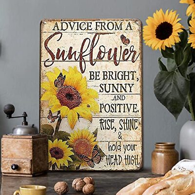 #ad Sunflower Decor Retro Wall Decor Tin Signs Advice from a Sunflower Be Bright $13.68