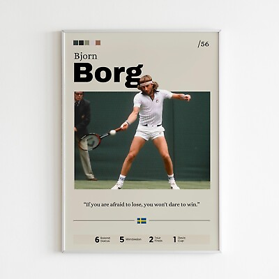 #ad Bjorn Borg poster Tennis star wall art Borg print fan gift Tennis Home Decor $29.90