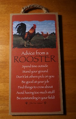 #ad ADVICE FROM A ROOSTER SIGN Country Primitive Chicken Farm Kitchen Home Decor NEW $12.95