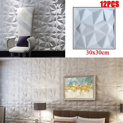 #ad 30cm 3D Wall Panels PVC 3D Decorative Wall Panel Tiles Wallpaper Rolls 12pcs set $28.00