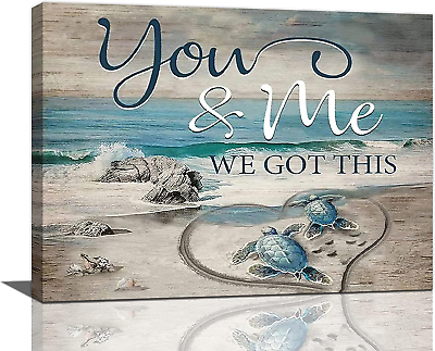 #ad Beach Sea Turtle Bathroom Wall Art Ocean Turtle Pictures Wall Decor Coastal Naut $26.99