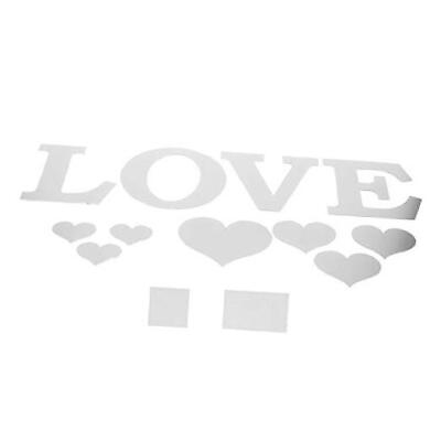#ad DIY Love Heart Mirror Combination 3D Mirror Wall Stickers Small Art Silver $15.46