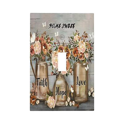 #ad #ad Rustic Home Flower Light Switch Cover Vintage Floral Vase Wall Plate 1 Gang S... $21.02