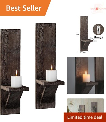 #ad Rustic Wall Sconce Candle Holder Set Farmhouse Wall Decor Floating Shelves $35.13