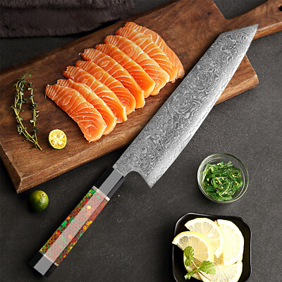 #ad #ad Japanese 22cm Kiritsuke VG10 Damascus Steel Kitchen Chef Knife With Rose Pattern $66.88